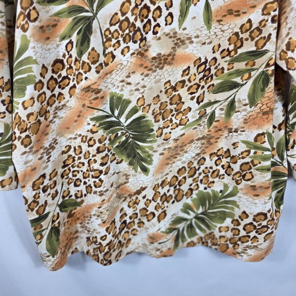 Alfred Dunner Top Tee Blue Women's Size Large Brown & Green Animal/Jungle Print - Picture 7 of 11